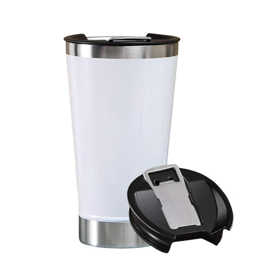 Copo Térmico Inox Branco Com Canudo 473ml