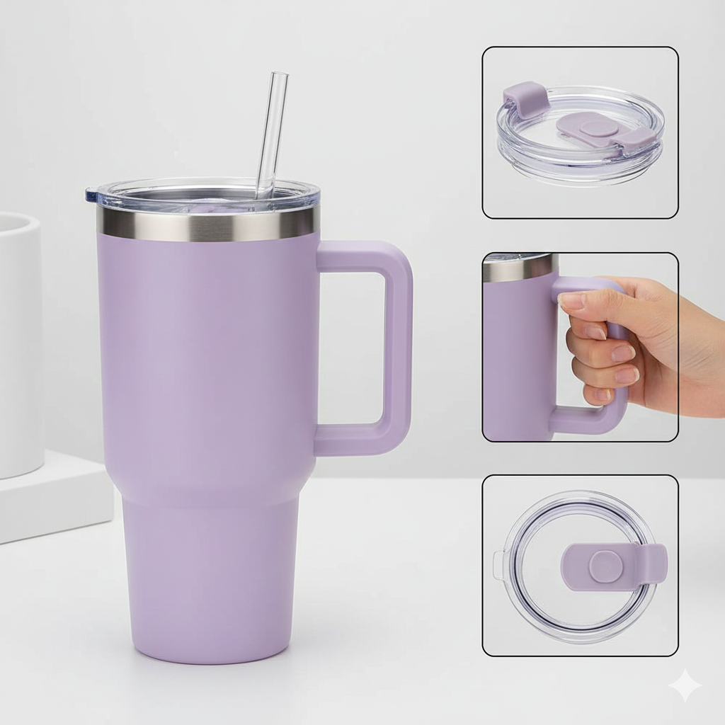 Copo Térmico Gigante 1200ml Lilás - Aço Inoxidável Premium