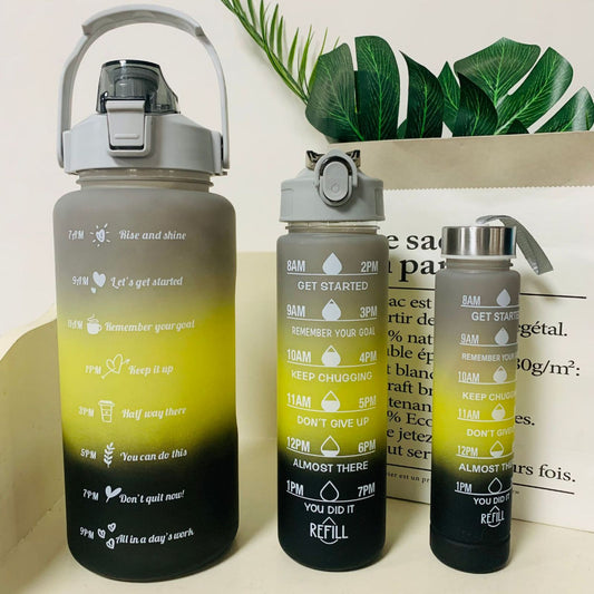 Kit 3 Garrafa De Água Squeeze Academia Galão 2l Litros + 700ml + 300ml