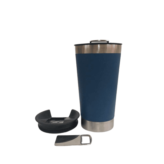 Copo Térmico Inox Azul Com Canudo 473ml