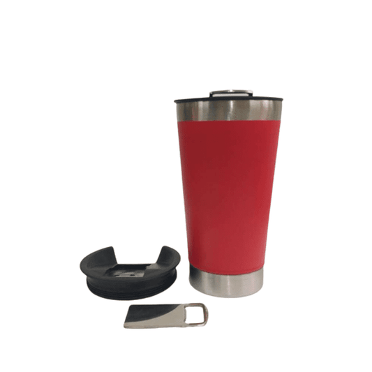 Copo Térmico Inox Vermelho Com Canudo 473ml