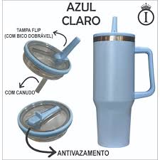 Copo Térmico Gigante 1200ml Azul Claro - Aço Inoxidável Premium