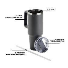 Copo Térmico Gigante 1200ml Preto - Aço Inoxidável Premium